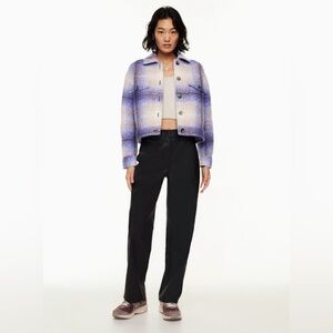 BNWT Wilfred Free Blue and Cream Plaid Women's Autumn Shirt Jacket size L